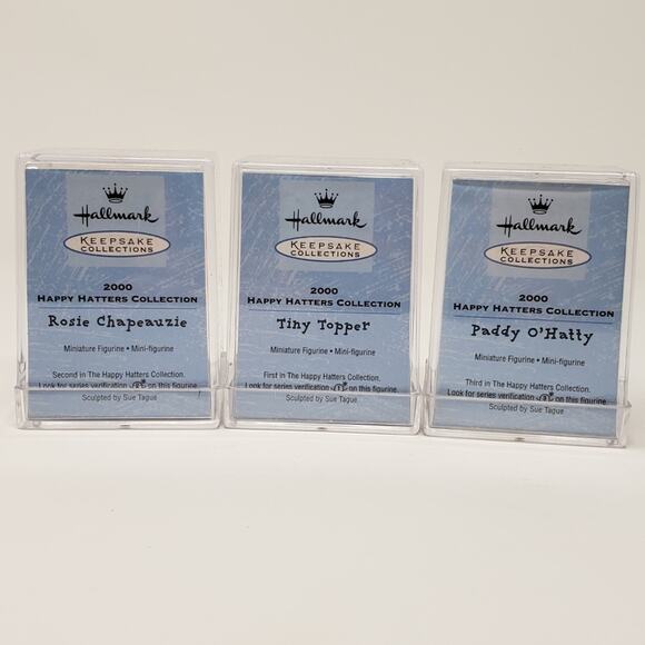 2000 Hallmark Happy Hatters Merry Miniature 3-Piece Holiday Ornament Set - Picture 2 of 5